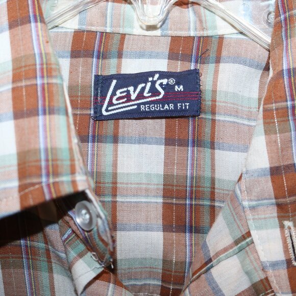 Levi's plaid regular fit western shirt size medium - Picture 2 of 5